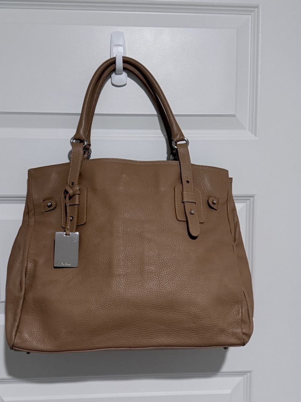Furla Taupe Leather Pebbled Tote